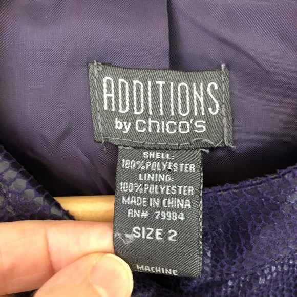 Additions By Chico's 2‎ Size Large Purple Faux Leather Snakeskin Jacket Buttons - Picture 4 of 9